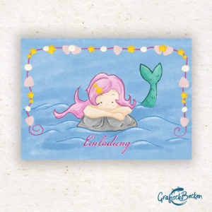 Meerjungfrau Spaß Einladungskarte Kindergeburtstag Geburtstag Postkarte Illustratorin Catharina Voigt GrafischBecken